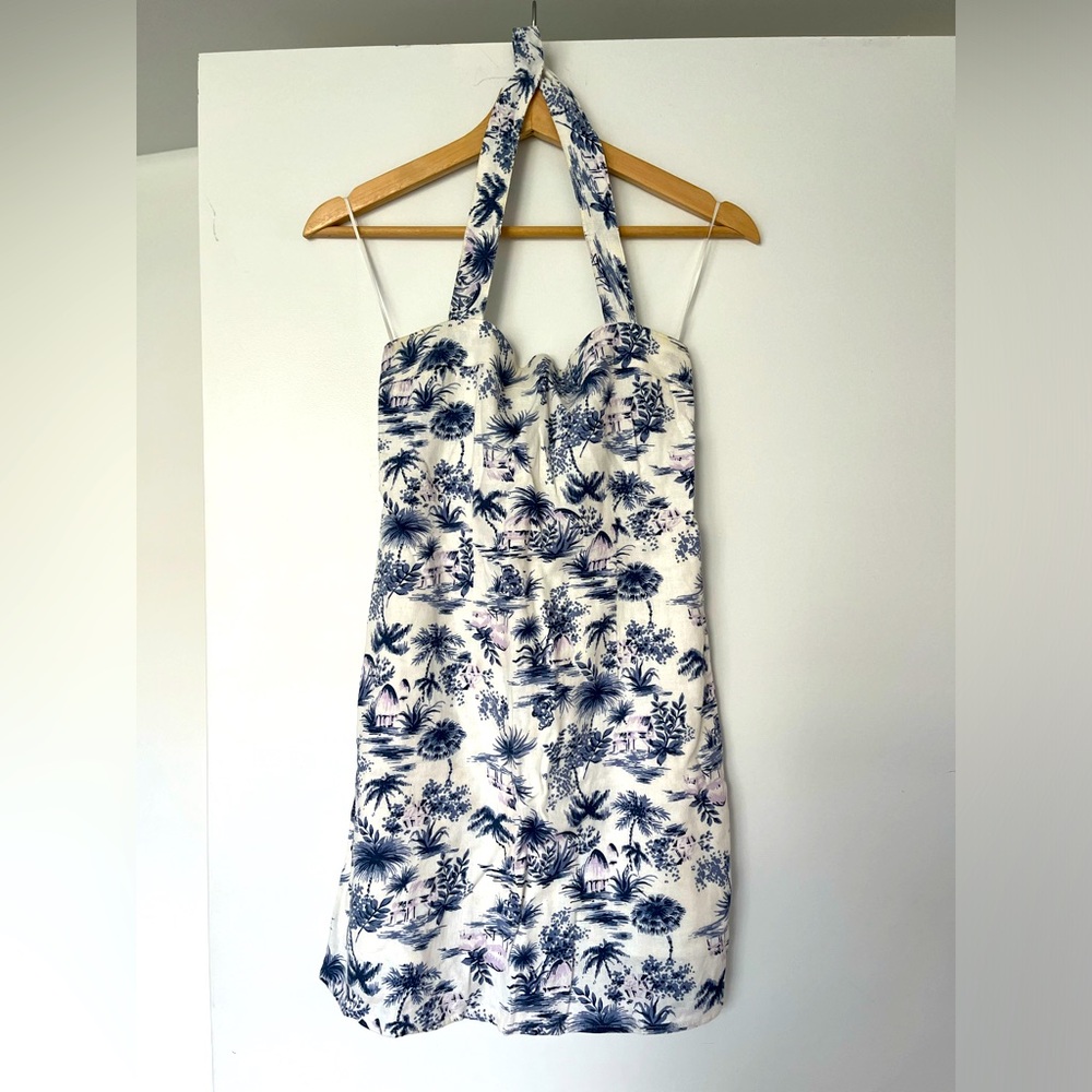 Linen patterned Mini halter dress